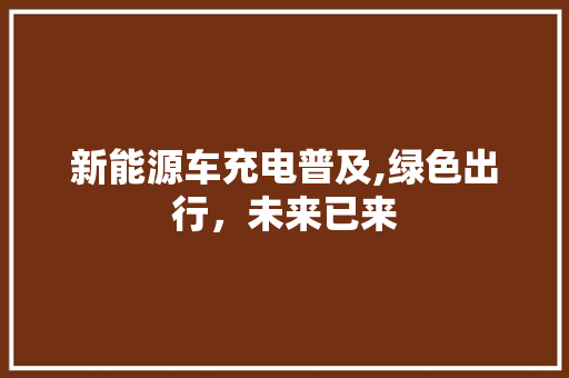 新能源车充电普及,绿色出行，未来已来