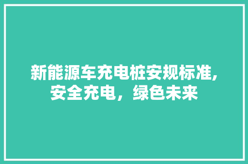 新能源车充电桩安规标准,安全充电，绿色未来