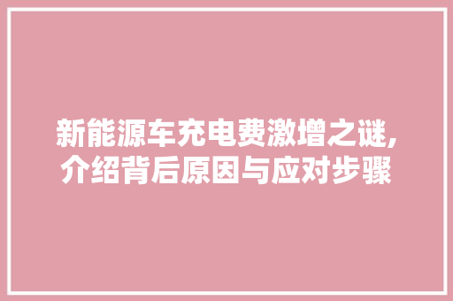 新能源车充电费激增之谜,介绍背后原因与应对步骤