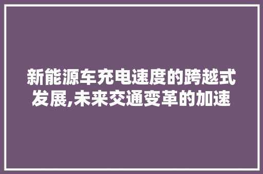 新能源车充电速度的跨越式发展,未来交通变革的加速器