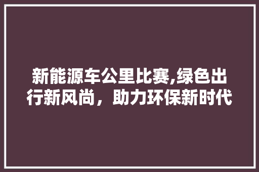 新能源车公里比赛,绿色出行新风尚，助力环保新时代