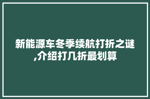 新能源车冬季续航打折之谜,介绍打几折最划算