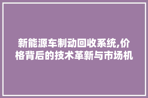 新能源车制动回收系统,价格背后的技术革新与市场机遇