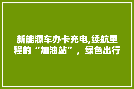 新能源车办卡充电,续航里程的“加油站”，绿色出行的“续航保障”