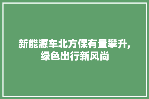 新能源车北方保有量攀升,绿色出行新风尚