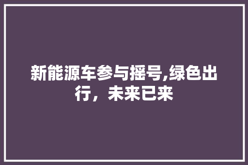 新能源车参与摇号,绿色出行，未来已来