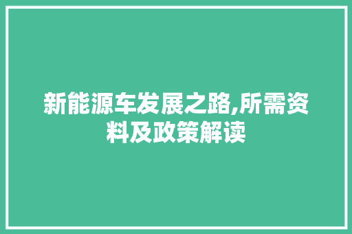 新能源车发展之路,所需资料及政策解读