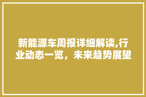 新能源车周报详细解读,行业动态一览，未来趋势展望