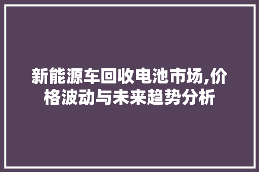 新能源车回收电池市场,价格波动与未来趋势分析