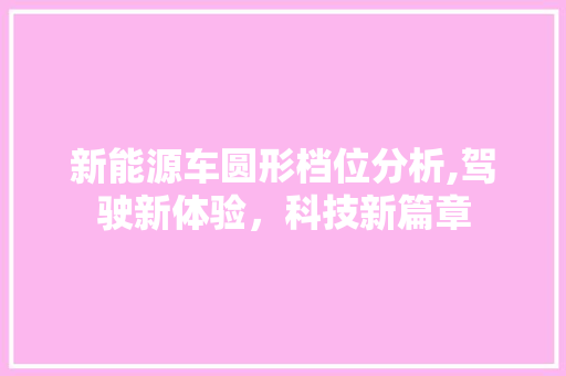 新能源车圆形档位分析,驾驶新体验，科技新篇章