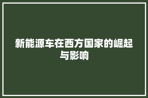 新能源车在西方国家的崛起与影响