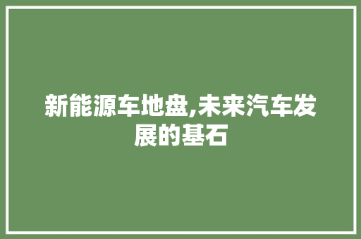 新能源车地盘,未来汽车发展的基石