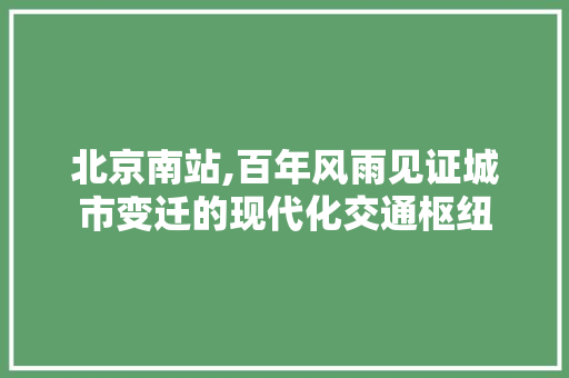 北京南站,百年风雨见证城市变迁的现代化交通枢纽