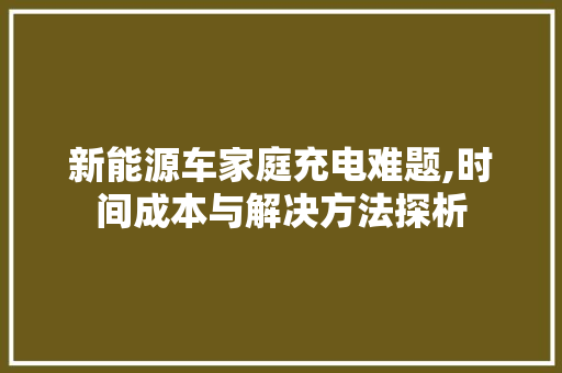 新能源车家庭充电难题,时间成本与解决方法探析