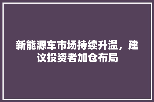 新能源车市场持续升温，建议投资者加仓布局