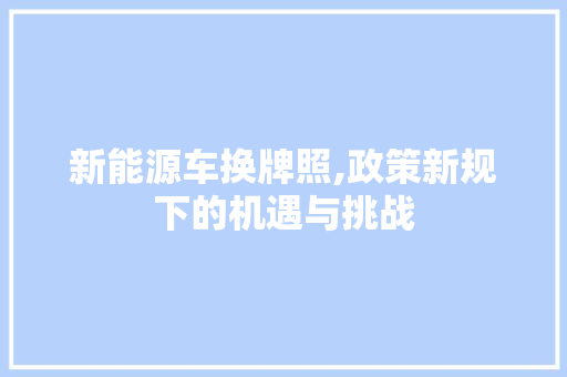 新能源车换牌照,政策新规下的机遇与挑战