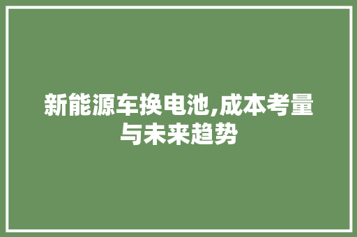 新能源车换电池,成本考量与未来趋势