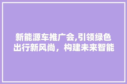 新能源车推广会,引领绿色出行新风尚，构建未来智能交通蓝图