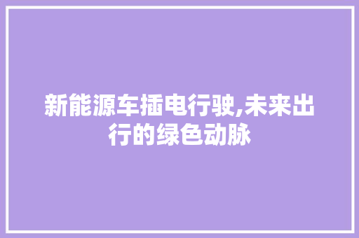 新能源车插电行驶,未来出行的绿色动脉