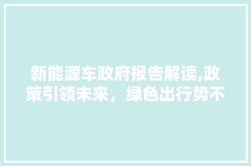 新能源车政府报告解读,政策引领未来，绿色出行势不可挡