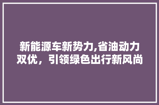 新能源车新势力,省油动力双优，引领绿色出行新风尚