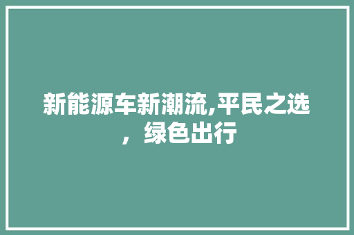 新能源车新潮流,平民之选，绿色出行