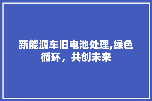 新能源车旧电池处理,绿色循环，共创未来