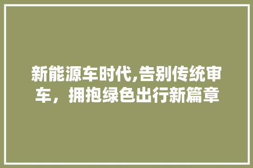 新能源车时代,告别传统审车，拥抱绿色出行新篇章