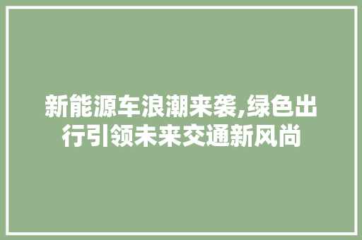 新能源车浪潮来袭,绿色出行引领未来交通新风尚