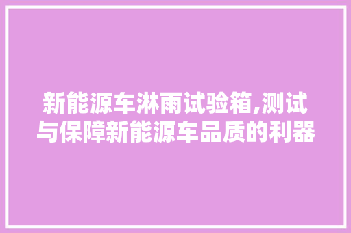 新能源车淋雨试验箱,测试与保障新能源车品质的利器  第1张