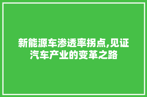 新能源车渗透率拐点,见证汽车产业的变革之路