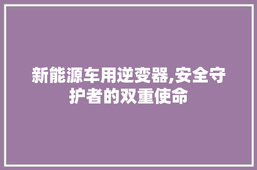 新能源车用逆变器,安全守护者的双重使命