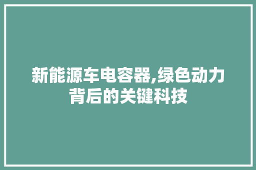 新能源车电容器,绿色动力背后的关键科技