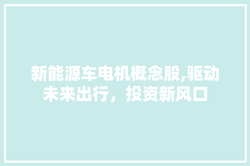 新能源车电机概念股,驱动未来出行，投资新风口