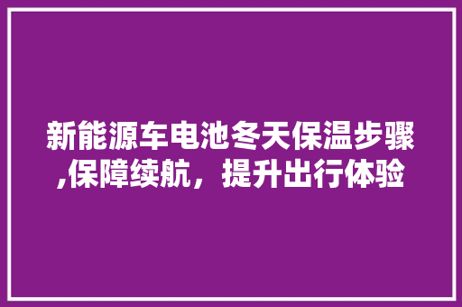 新能源车电池冬天保温步骤,保障续航，提升出行体验