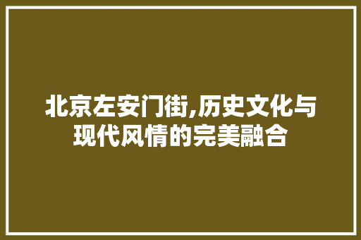 北京左安门街,历史文化与现代风情的完美融合