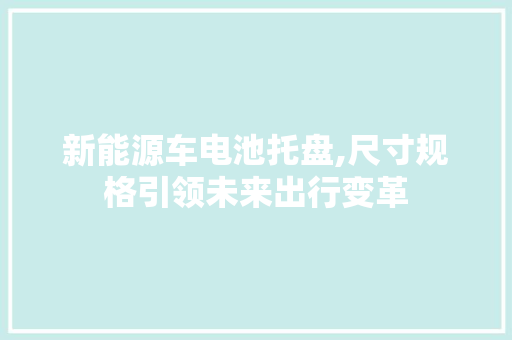 新能源车电池托盘,尺寸规格引领未来出行变革