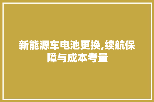 新能源车电池更换,续航保障与成本考量