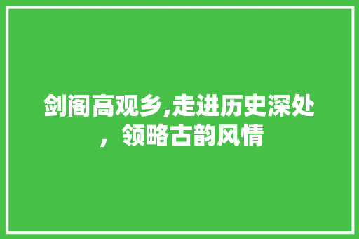 剑阁高观乡,走进历史深处，领略古韵风情