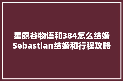 星露谷物语和384怎么结婚Sebastian结婚和行程攻略，旅游结婚去哪。