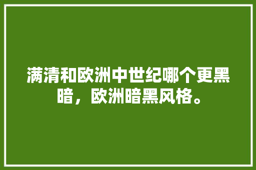 满清和欧洲中世纪哪个更黑暗，欧洲暗黑风格。  第1张