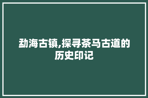 勐海古镇,探寻茶马古道的历史印记