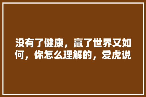 没有了健康，赢了世界又如何，你怎么理解的，爱虎说旅游。