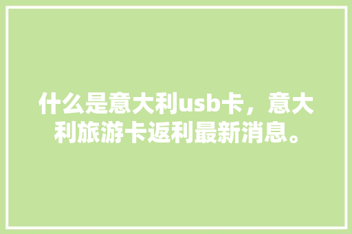 什么是意大利usb卡，意大利旅游卡返利最新消息。