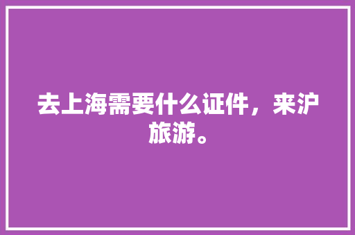 去上海需要什么证件，来沪旅游。