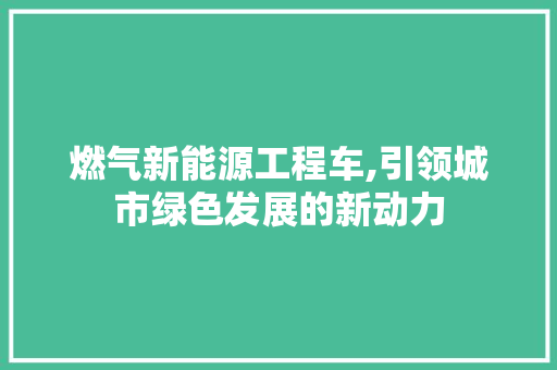 燃气新能源工程车,引领城市绿色发展的新动力