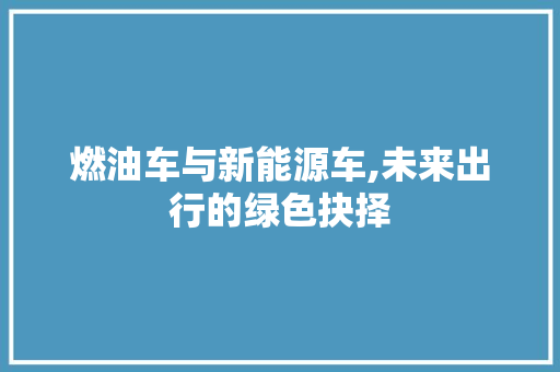 燃油车与新能源车,未来出行的绿色抉择