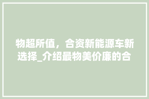 物超所值，合资新能源车新选择_介绍最物美价廉的合资新能源车型