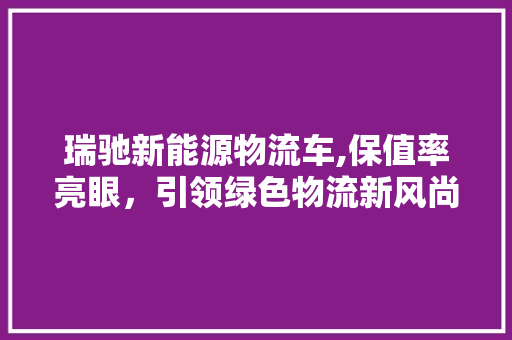 瑞驰新能源物流车,保值率亮眼，引领绿色物流新风尚