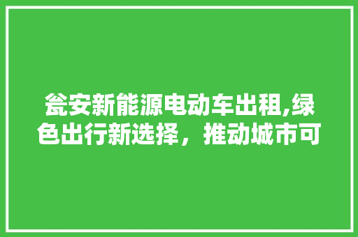 瓮安新能源电动车出租,绿色出行新选择，推动城市可持续发展